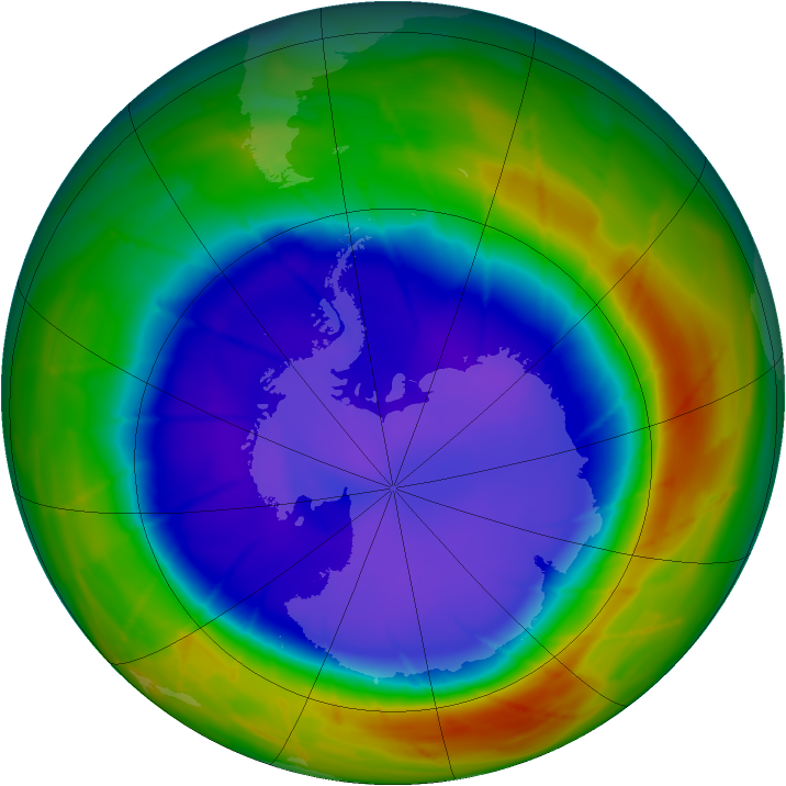 Antarctic ozone map for 17 September 2009